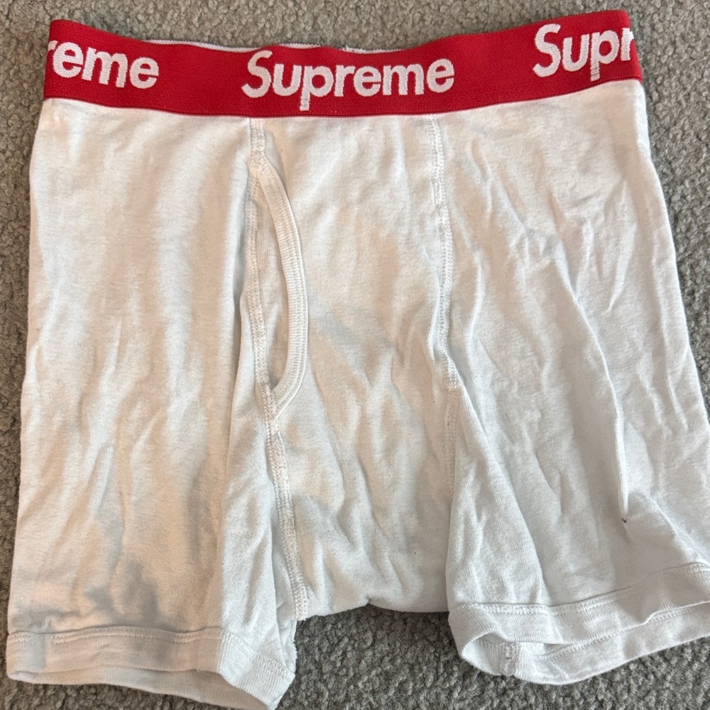Supreme Red and White Boxer Briefs